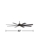 80" Defender Rustic Farmhouse Indoor Outdoor Ceiling Fan with Dimmable Led Light Remote Control Oil Rubbed Bronze Black Damp Rated for Patio Exterior