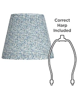 Hardback Pleated Empire Lamp Shade Blue White Floral Medium 8" Top x 13" Bottom x 11" Slant x 10.75" High Spider with Replacement Harp and Finial Fitt
