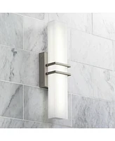 Exeter Modern Wall Lights Set of 2 Brushed Nickel Silver Hardwired 4.5" Led Fixture White Rectangular Glass Shade for Bedroom Bathroom Vanity Living R