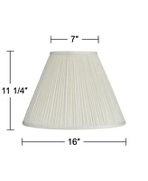 Beige Mushroom Pleated Medium Empire Lamp Shade 7" Top x 16" Bottom x 12" Slant x 11.25" High (Spider) Replacement with Harp and Finial