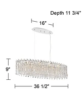 Possini Euro Design Alyssa Chrome Silver Large Linear Pendant Chandelier Lighting 36 1/2" Wide Modern Crystal 11-Light Led Fixture for Kitchen Island