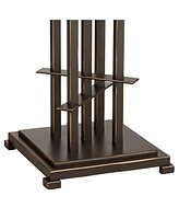 Metro Collection Planes 'n' Posts Mission Rustic Accent Table Lamp 23.5" High Bronze Cone Alabaster Art Glass Shade Decor for Living Room Bedroom Hous