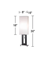 Floating Rectangle Modern Table Lamp 30" Tall Black Brushed Nickel Metal Base Off White Shade Decor for Living Room Bedroom House Bedside Nightstand H