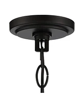 Regency Hill Marmelized Black Metal Pendant Chandelier 20" Wide Modern Marbleized Glass Bowl Shade Fixture for Dining Room House Foyer Entryway Kitche