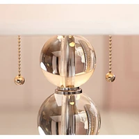 Modern Glam Table Lamp 26 1/2" High Stacked Clear Crystal Spheres Glass White Tapered Drum Shade Decor for Bedroom Living Room House Home Bedside Nigh