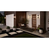 Jericho Modern Industrial Outdoor Wall Light Fixture Textured Black Metal 19" Clear Glass Panel for Exterior House Porch Patio Outside Deck Garage Yar
