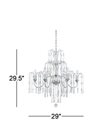 Vienna Full Spectrum Crystal Rain Chrome Silver Chandelier Lighting 29" Wide Country Clear Crystal Curved Arm 6-Light Fixture Dining Room House Foyer