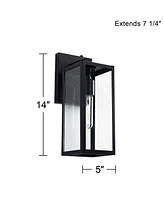 Titan Modern Industrial Dusk to Dawn Outdoor Wall Light Fixture Mystic Black 14" Clear Glass Damp Rated for Exterior House Porch Patio Outside Deck Ga