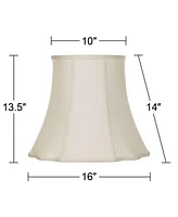 Creme Medium Bell Cut Corner Lamp Shade 10" Top x 16" Bottom x 14" Slant x 13.5" High (Spider) Replacement with Harp and Finial - Imperial Shade