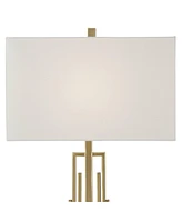 Sonia Modern Table Lamps 29 1/2" Tall Set of 2 with Dual Usb Charging Ports Gold Metal White Rectangular Shade for Bedroom Living Room House Bedside N