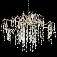 Possini Euro Design Branches Silver Champagne Large Chandelier 31" Wide Clear Crystal Strands 8-Light Fixture for Dining Room House Foyer Entryway Kit