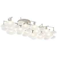 Possini Euro Design Lilypad Modern Ceiling Light Semi Flush-Mount Fixture 30" Wide Chrome 12-Light Frosted Opal Etched Glass for Bedroom Kitchen Livin