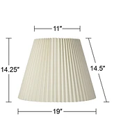 Ivory Pleated Large Lamp Shade 11" Top x 19" Bottom x 14.25" High x 14.5" Slant (Spider) Replacement with Harp and Finial - Springcrest