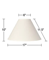 Springcrest Collection 6" Top x 17" Bottom x 10" High x 11 1/2" Slant Lamp Shade Replacement Large White Ivory Chimney Round Country Traditional Linen