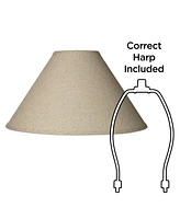 Fine Burlap Large Empire Lamp Shade 6" Top x 19" Bottom x 10.5" High x 12" Slant (Spider) Replacement with Harp and Finial - Spring crest