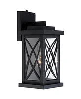 Woodland Park Mission Outdoor Wall Light Fixture Black Metal15" Clear Glass Security Dusk To Dawn for Exterior House Porch Patio Outside Deck Garage Y