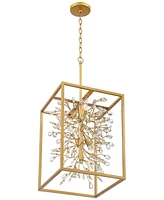 Possini Euro Design Carrine Light Brass Gold Pendant Chandelier Lighting 15 1/4" Wide Modern Clear Crystal Accents 4