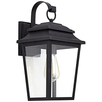 Bellis Verde Outdoor Wall Light Sconce Fixture Texturized Black Steel 15 1/4" Clear Glass Lantern for Exterior House Porch Patio Outside Deck Garage Y