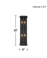 Possini Euro Design Metrix 30" High Farmhouse Rustic Modern Rectangular Outdoor Wall Light Fixture Mount Porch House Exterior Outside 4-Light Edison B