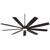 72" Tahoe Breeze Industrial Indoor Outdoor Ceiling Fan with Led Light Remote Control Matte Black Dark Walnut Wood Damp Rated for Patio Exterior House