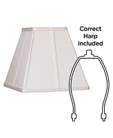 Set of 2 Ivory Classic Small Square Lamp Shades 5.25" Top x 10" Bottom x 9" High (Spider) Replacement with Harp and Finial - Springcrest