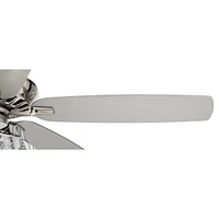 52" Journey Modern Indoor Ceiling Fan with Led Light Dimmable Remote Control Brushed Nickel Blade Clear Crystal Ball Strand for House Bedroom Living R