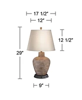 Bentley Rustic Table Lamp with Dimmable Usb and Ac Power Outlet Workstation Charging Base Led 29" Tall Hammered Brown Off White Shade Living Room Bedr