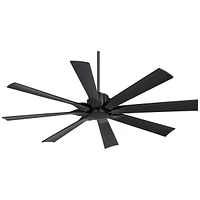 Possini Euro Design 60" Defender Modern Indoor Outdoor Ceiling Fan with Remote Control Matte Black Damp Rated for Patio Exterior House Home Porch Gaze