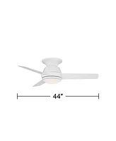 Casa Vieja 44" Marbella Breeze Modern Indoor Hugger Ceiling Fan with Dimmable Led Light Remote Control White Opal Glass for Living Kitchen House Bedro