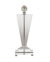 Trophy Traditional Art Deco Table Lamp 30 1/2" Tall Clear Crystal Glass Off White Rectangular Shade for Bedroom Living Room House Bedside Nightstand H