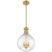 Houten Soft Gold Metal Mini Cluster Pendant Chandelier 11 1/2" Wide Modern Clear Glass Shade 3