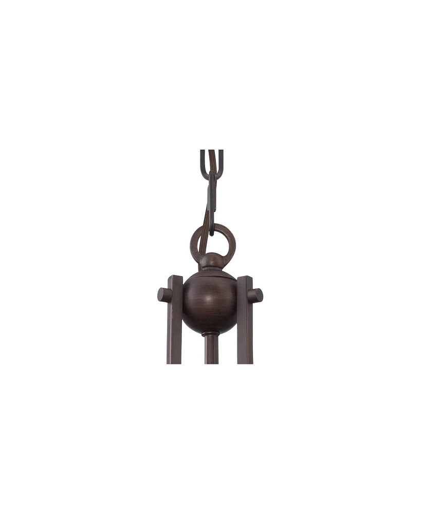 Franklin Iron Works Charleston Bronze Brown Small Pendant Light 13.5" Wide Farmhouse Industrial Rustic Clear Glass Shade Dining Room House Bedroom Ent