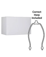 Springcrest 16" Top x 8" Depth x 10" High x Lamp Shade Replacement Set of 2 Medium White Rectangle Modern Fabric Hardback Spider Harp Finial