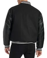 Champion Men's Logo-Patch Mixed-Media Varsity Jacket