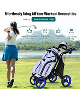 Costway Folding 4 Wheels Golf Push Cart W/Bag Scoreboard Adjustable Handle