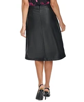 Calvin Klein Women's Faux-Leather Wrap Midi Skirt