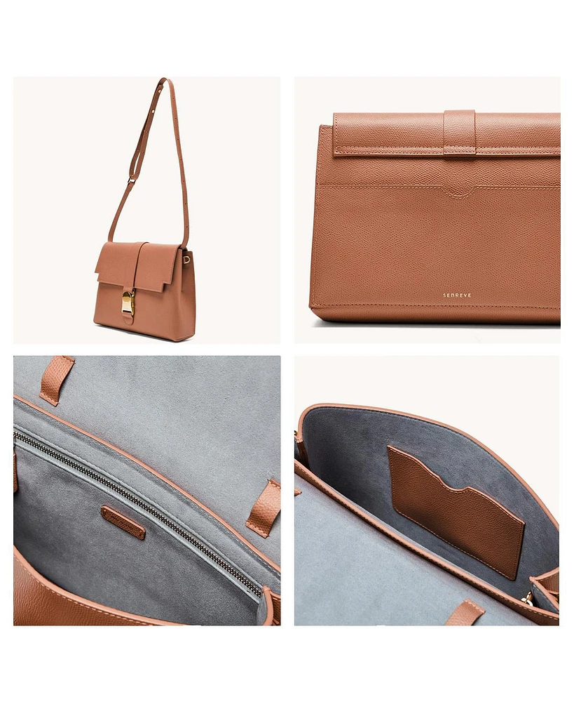 Senreve Cadence Shoulder Bag - Pebbled Leather - Adult Womens Handbag & Portfolio Clutch For Tablet