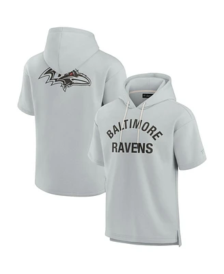 Fanatics Signature Men's and Women's Gray Baltimore Ravens Elements Super Soft Fleece Short Sleeve Pullover Hoodie