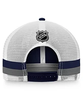 Fanatics Men's Navy/White Winnipeg Jets Fundamental Striped Trucker Adjustable Hat