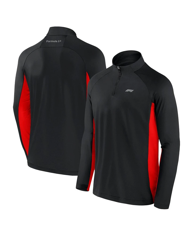 Fanatics Men's Black Formula 1 Tech Raglan Quarter-Zip Top