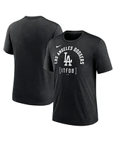 Nike Men's Heather Black Los Angeles Dodgers Swing Big Tri-Blend T-Shirt