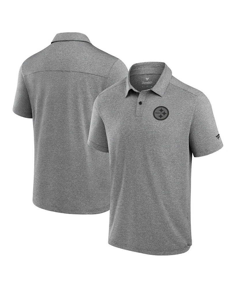 Fanatics Signature Men's Gray Pittsburgh Steelers Front Office Tech Polo Shirt