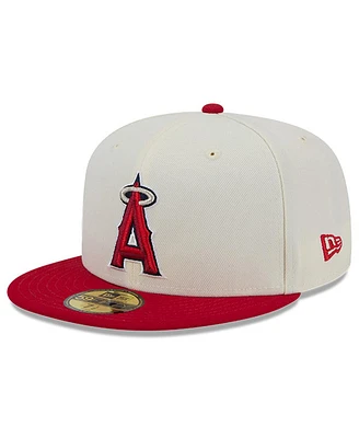 New Era Men's Cream Los Angeles Angels Evergreen Chrome 59FIFTY Fitted Hat
