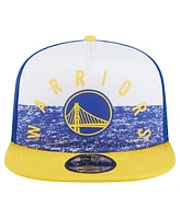 New Era Men's Royal Golden State Warriors Arch A-Frame Trucker 9FIFTY Snapback Hat