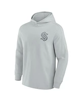 Fanatics Men's Signature Gray Seattle Kraken Elements Lightweight Tri-Blend Fleece Hoodie