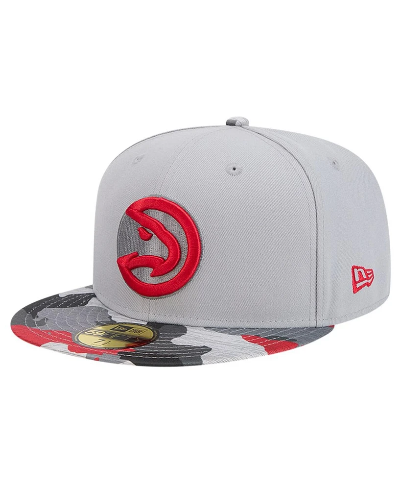 New Era Men's Gray Atlanta Hawks Active Color Camo Visor 59FIFTY Fitted Hat