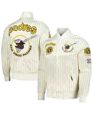 Pro Standard Men's Cream San Diego Padres Cooperstown Collection Pinstripe Retro Classic Satin Full-Snap Jacket