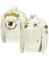 Pro Standard Men's Cream San Diego Padres Cooperstown Collection Pinstripe Retro Classic Satin Full-Snap Jacket