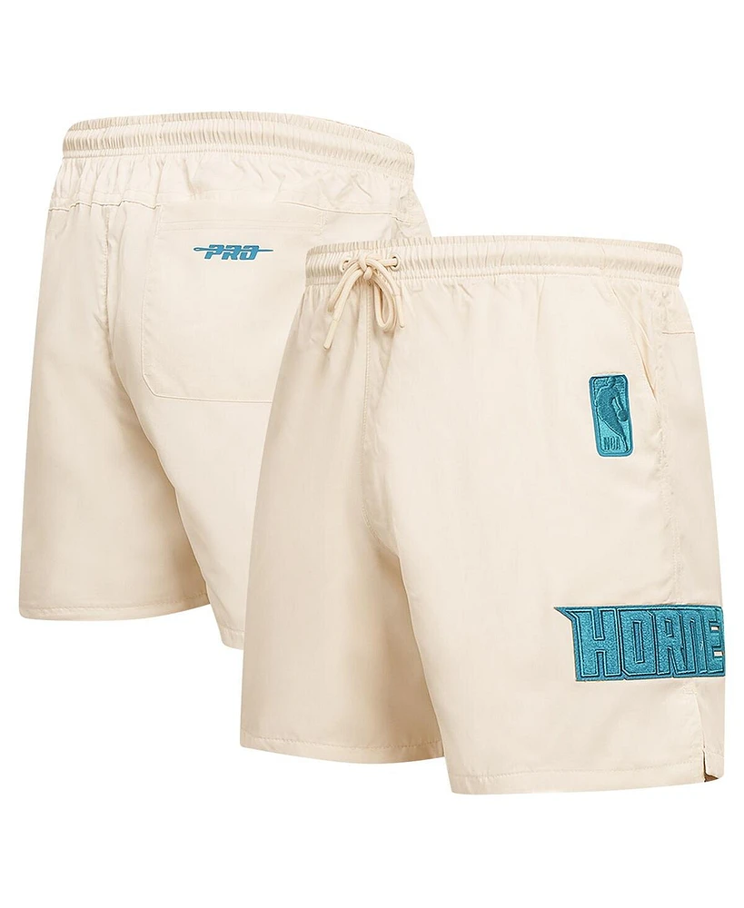 Pro Standard Men's Cream Charlotte Hornets Triple Tonal Woven Shorts