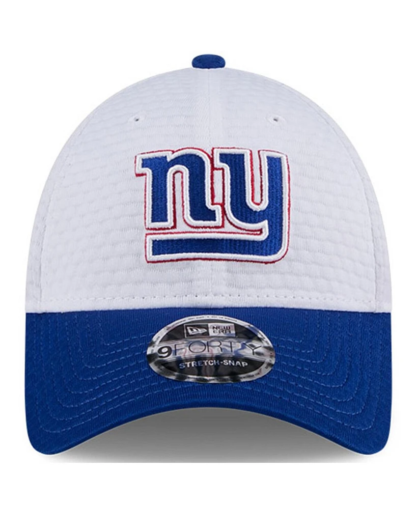 New Era Men's White/Royal New York Giants 2024 Nfl Training Camp 9FORTY Adjustable Hat